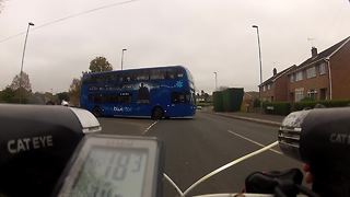 Cyclist crashes head-on into turning bus on UK street