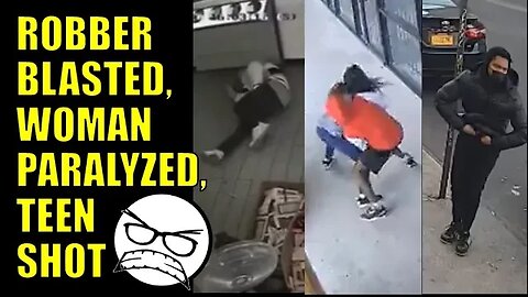 Robber blasted, woman paralyzed, teen shot.