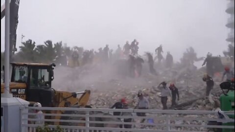 Surfside FL. Rescuers Battle Intense Wind From Tropical Storm Elsa