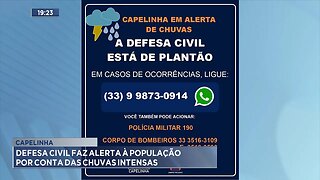 Capelinha: Defesa Civil faz Alerta à População por Conta das Chuvas Intensas.