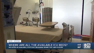 Where are the 'available' ICU beds in Arizona?