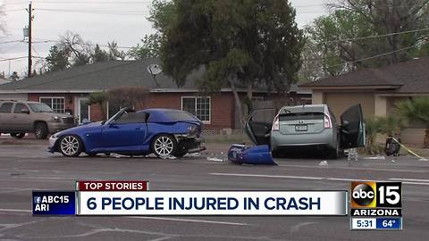 3 children and 3 adults injured in Phoenix crash