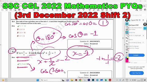 SSC CGL Tier 1 2022 (3rd December Shift 2) Quant Solutions MEWS #ssc #pyq