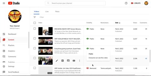 What UTUBE is doing to my XRP QFS Channel, 02-24-22, I WONT BE STOPPED!!