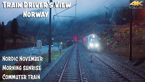4K CABVIEW: Nordic November Sunrise Commuter train