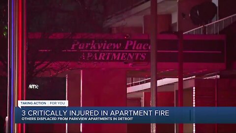 3 critically injured in apartment fire in Detroit