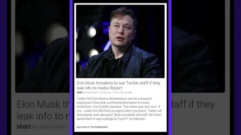 Current News | Breaking News: Elon Musk Threatens to Sue Twitter Staff! | #shorts #news