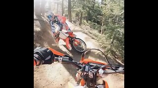 This gonna hurt. Crashing into an on coming rider on the trail