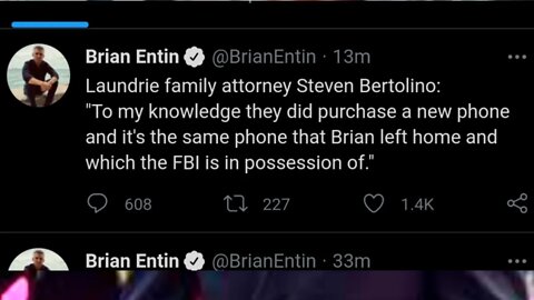 UPDATE BRIAN ENTIN TWEETS BRAIN LAUNDRIE BURNER PHONE IS SAME ONE LEFT AT HOME