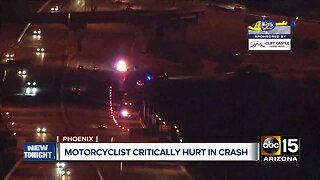Motorcyclist critically hurt in crash