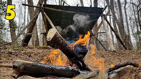 Bushcraft Shelter Build - Episode 5 - Tripod Floating Raised Bed