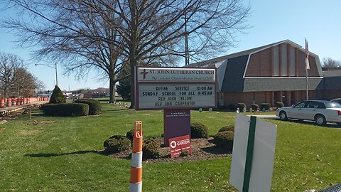 LCMS, Outside St. John Lutheran Church preaching the gospel