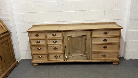 Very Long Single Door Pine Base Unit With 12 Drawers (Y4100F) @PinefindersCoUk