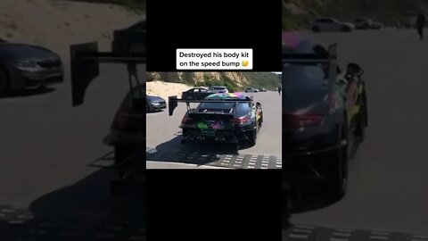 Beautiful car gets destroyed by speed bump! #cars #UltraSmoothMoves #MakeTheLeap