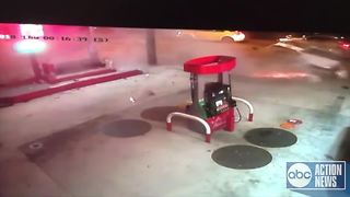 Shocking video shows speeding car miss gas pump by inches in Miami