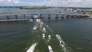 Drone footage of the Boaters for Trump birthday boat parade