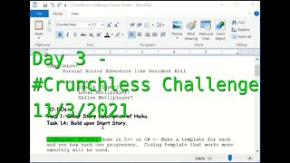 Day 3 - #CrunchlessChallenge: Game DevBo (Game Design Documents) Beginnings Cont.