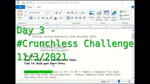 Day 3 - #CrunchlessChallenge: Game DevBo (Game Design Documents) Beginnings Cont.