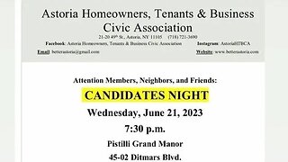 astoria Homeowners Tenant Business Civic Association Meet the Candidates Event inside 45-02 6/21/23