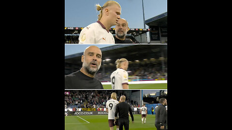 Pep Guardiola pushed the cameras away after having a heated conversation with Erling Haaland