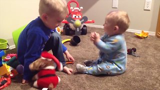 Adorable Babies Open Christmas Gifts