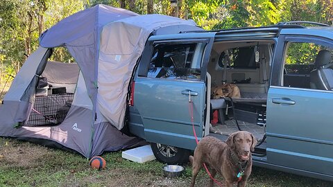 Minivan Camper w/Attached Tent Camp Tour #minivancamper #lifewithdogs