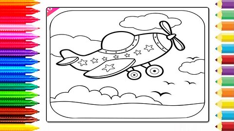 Drawing and Coloring a Small Airplane in the Sky