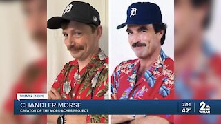 Local man poses as famous actors/characters with mustaches and raises money for a food pantry