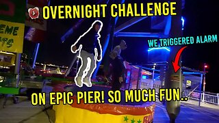 OVERNIGHT CHALLENGE ON AN EPIC PIER! So much fun.. *TRIGGERED ALARM*