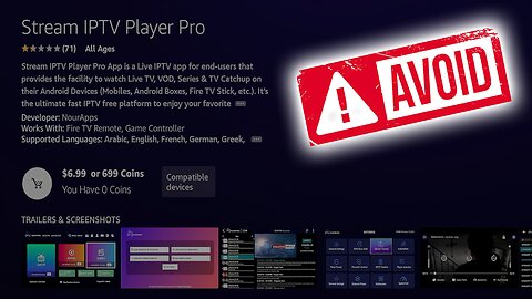 Avoid this IPTV Player in the Amazon App Store 🛑
