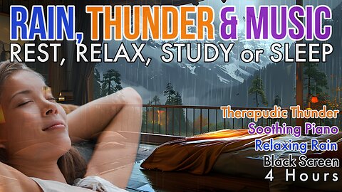 4 hours Relaxing Rain, Therapeutic Thunder & Soothing Piano Music- REST RELAX STUDY or SLEEP