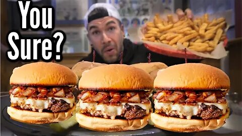 "YOU'RE EATING THAT?" XL CHEESY BURGER CHALLENGE IN NEW HAMPSHIRE | Billy's "Beast" Burger Challenge