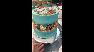 Edible photo fault line cake