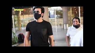 Ranbir Kapoor in an all black look at the Airport after wrapping up 1st schedule of Luv Ranjan