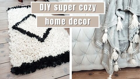 DIY Super Cozy Home Decor for Autumn/ Winter | BOHO Latch Hook Rug and Blanket with Tassels