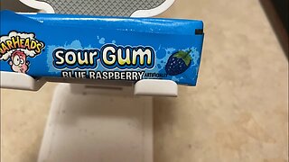 Sour warhead gum, blue raspberry flavor review .￼