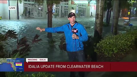 Reporter James Tully in Clearwater Beach as waters begin to rise