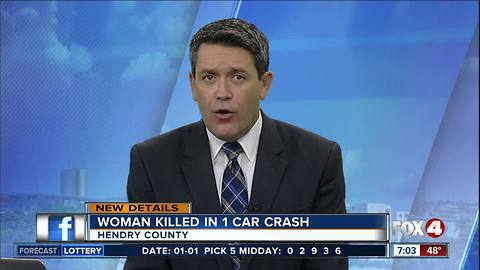 Woman killed in single car crash in Hendry County