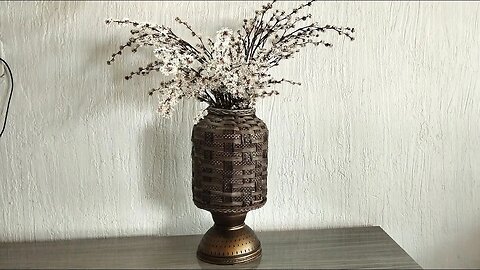 Lindo Vaso feito com pote de suplemento e tapoer - [Diy Artesanato]
