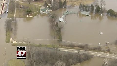 aerial footage of flooding