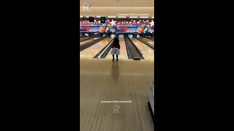 Kid very lucky in bowling game so cute