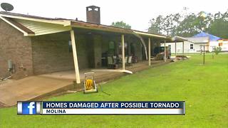 Possible tornado damages homes in Escambia County