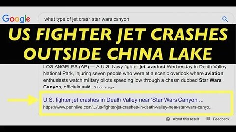 Mysterious Objects, Fighter Jet Crashes Outside China Lake, Pilot Missing