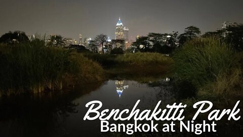 Benchakitti Park - Night views of Bangkok from the worlds longest skywalk.