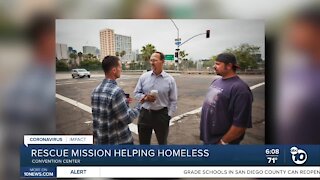Rescue mission helping homeless staying at San Diego convention center