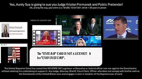 Yes, Aunty Sue is going to sue Judge Kristen Formanek & Public Pretender for void ab initio orders