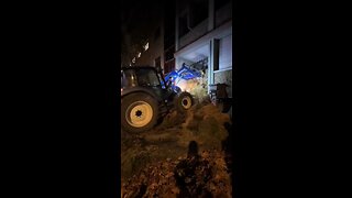 French Farmers have dumped tons of manure and waste in front of state buildings in Cahors.