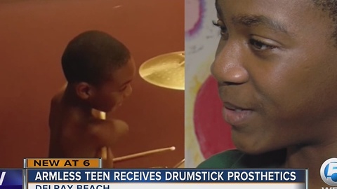Armless teen receives best holiday gift; prosthetic drumsticks made by UF students