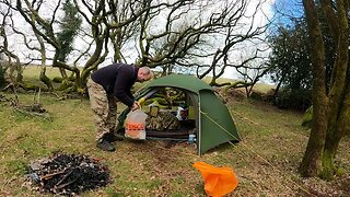 breaking down camp. speedlapse. Reddacleave campsite Dartmoor 25th March 2023