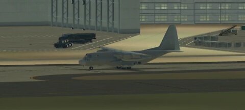 Lockheed AC-130J landing and reverse